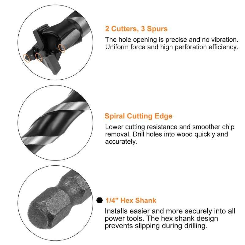 sourcing map Forstner Drill Bit 16mm (5/8") Dia 125mm (5")
