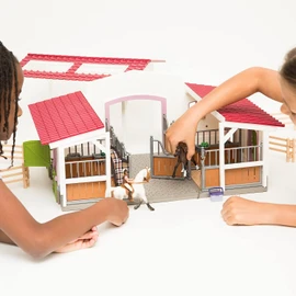 Schleich Horse Club - 97PC Riding Center Horse Toy Playset with Rider, 2 Horses, Barn and Farm Figurine Accessories for Girls and Boys - Interactive Play Figures - Realistic Kids Toys Ages 5+ | 42344