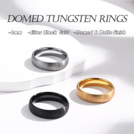 Adreamz 6mm Mens Womens Gold Tungsten Carbide Ring Domed Brushed Gold Wedding Band For Women Comfort Fit 10.5