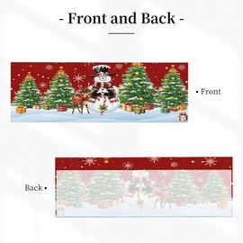 Christmas Snowman Short Curtains Xtmas Trees Candy Stick Red Valance Curtain for Bedroom Windows 54"x18",Holiday Christm Elk Kitchen Farmhouse Window Curtains Rod Pocket Valances for Living Room Decor