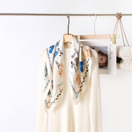 ZhaoCo 100% Natural Mulberry Silk Scarf, 70 x 70 cm / 27.5 x 27.5 Inch Silk Scarf, Graphic Print, Small, Soft, Square Silk Scarf for Women, Ss70-054a