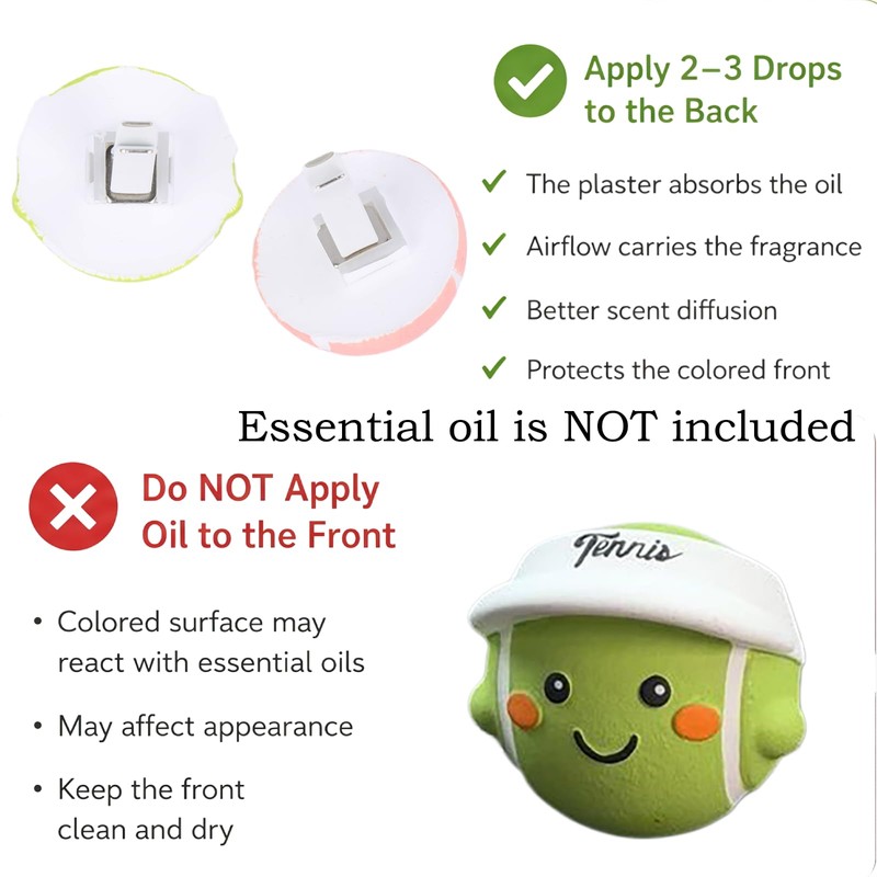 Losflaraz Tennis Car Air Freshener Vent Clip Set (3 Pack),