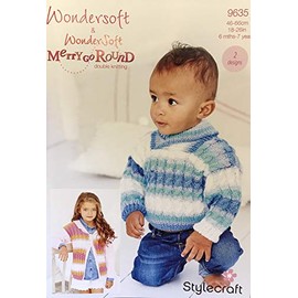 Stylecraft Wondersoft and Merry Go Round DK Pattern 9635 Cardigan and Sweater - 46-66cm, 18-26in, 6months - 7 Years, 2 Designs