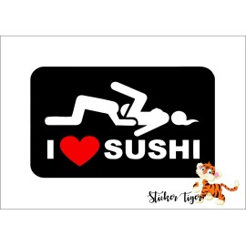 Sticker Tiger I Love Heart Sushi Adult Funny car bumper sticker window decal 5" x 3" BS116