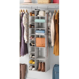 Whitmor Hanging Shoe & Sweater Organizer with Accessory Hooks - Space-Dyed Grey