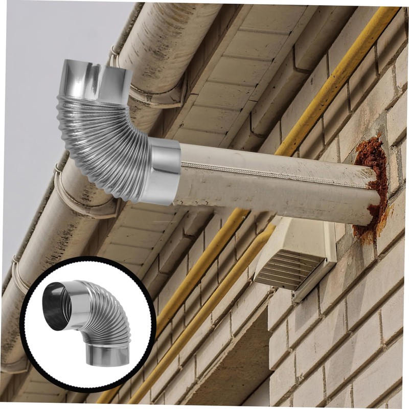 SHINEOFI 2pcs Stainless Steel Elbow Pipe for Chimney Flue Efficient