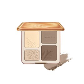 JUDYDOLL Highlighter & Contour Palette - Natural 3D Sculpting Face Makeup Kit, Blendable Face Makeup for Beginners, for Warm & Natural Skin Tones, Cheekbones & Jawline Definition (#02 Tree Shadow)