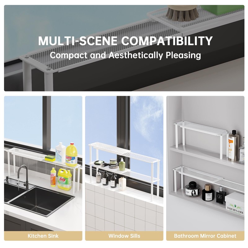 WOCHUANGSI Expandable Window Shelf for Plants Kitchen Sink Organizer Stackable