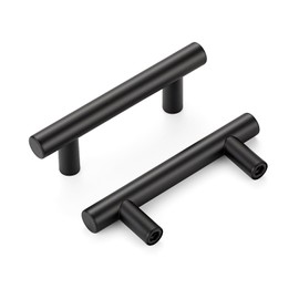 HOME EDIT 20 Pack 64mm Matte Black Kitchen Cabinet Hardware Handles Black Round Dresser Drawer Pulls Stainless Steel Cabinet Pulls Kitchen Cupboard Handles with 3-15/16" Length, 2-1/2" Hole Center
