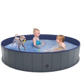 Foldable Pet Pool - Collapsible Hard Plastic Bath Tub for Dogs & Cats, Indoor/Outdoor Use - SIZE: XXL - 64'' x 12''