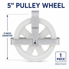 Clothesline Pulley 5 Inch Outdoor Laundry Line Wheel with Aluminum Axle Deep Groove Weather Resistant Rustproof