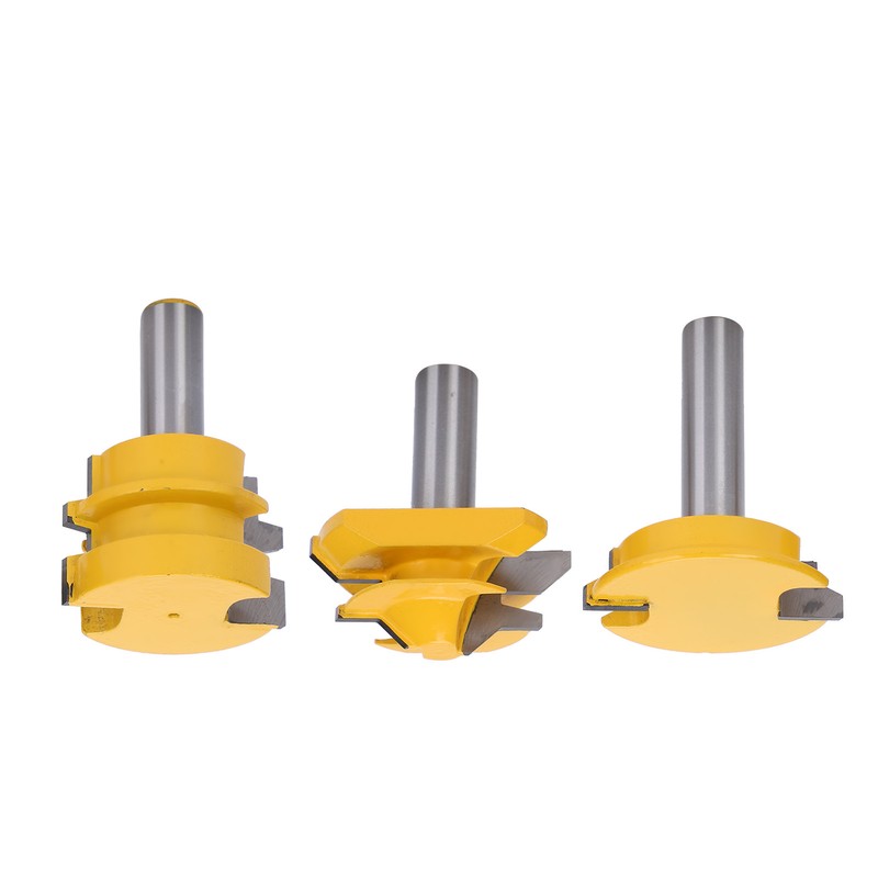 3Pcs Rail and Stile Router Bit Hardened Steel 1/2in Straight