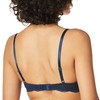 Undies.com Women's Microfiber Lace Unlined Underwire Balconette Bra, Black Iris,