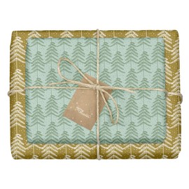 dabelino Christmas Wrapping Paper for Adults "Christmas Trees - Green, Brown": 4 x Sheets + 4 x Pendant Set (Modern, Elegant, Environmentally Friendly) | Double-Sided Christmas Wrapping Paper