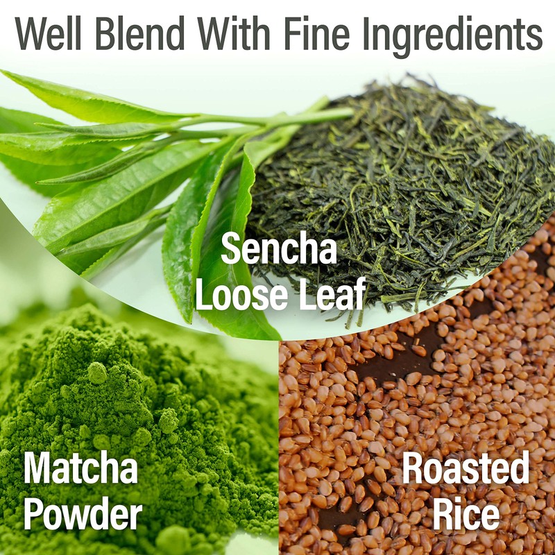 chaganju Genmaicha Green Tea with Roasted Brown rRce, Low caffeine,