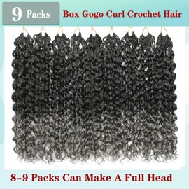 Gogo Curl Crochet Hair 18 Inch 9 Packs Ocean Wave Curly Crochet Hair for Black Women Pre-Looped Deep Wave Water Curly Braiding Extensions (T/Grey#, 18 Inch(9 Packs))