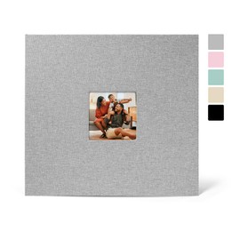 12x12 Inch Large 3 Ring Binder Scrapbook Album, Linen Cover Scrap Books 30 Pocket with Plastic Sleeves Protectors Display 60 Pages 12 x 12 Art Portfolio for Wedding Baby Adventure (Grey)