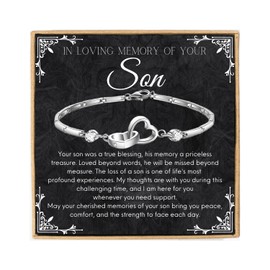 Regalos de simpatía para el hijo para mujeres, pulsera de pérdida de hijo en la memoria amorosa de tu hijo, regalo de tarjeta de mensaje, regalo conmemorativo para el duelo del hijo, regalos funerarios para la pérdida de su hijo recuerdo significativo re