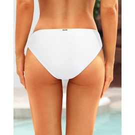Zmart Strappy Low Rise Bikini Bottoms - Women Full Coverage Swim Bathing Suit Bottom Swimsuits Bottom White