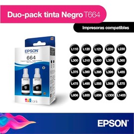 Epson Ecofit Botellas de Tinta Color Negro T664 2 Unidades