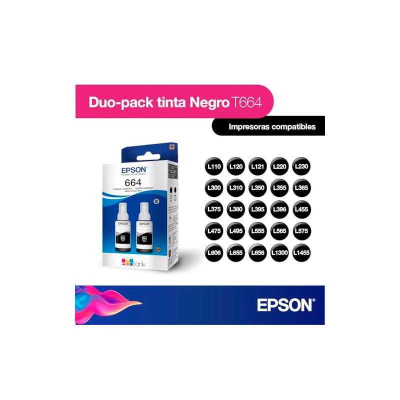 Epson Ecofit Botellas de Tinta Color Negro T664 2 Unidades