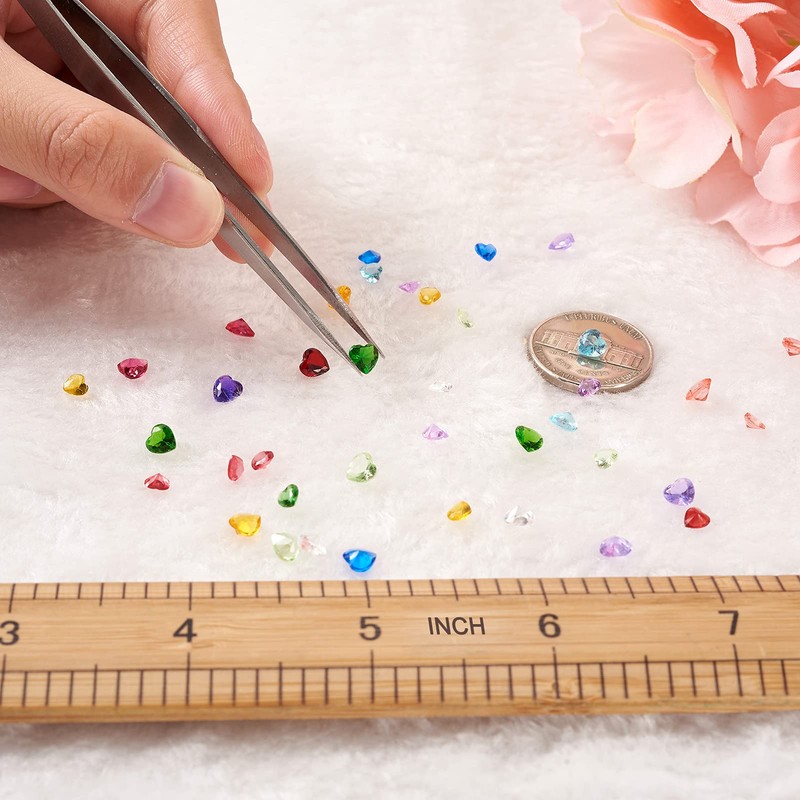 Pandahall 240pcs Crystal 12 Months Birthstone Charms Heart Shape Glass