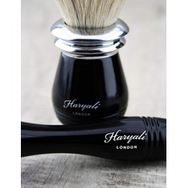 Traditional shaving set for men, 3 pieces, pure white badger hair shaving brush, safety razor, razor stand for razor and brush, perfect for wet shaving – great as a gift + free aluminium stick