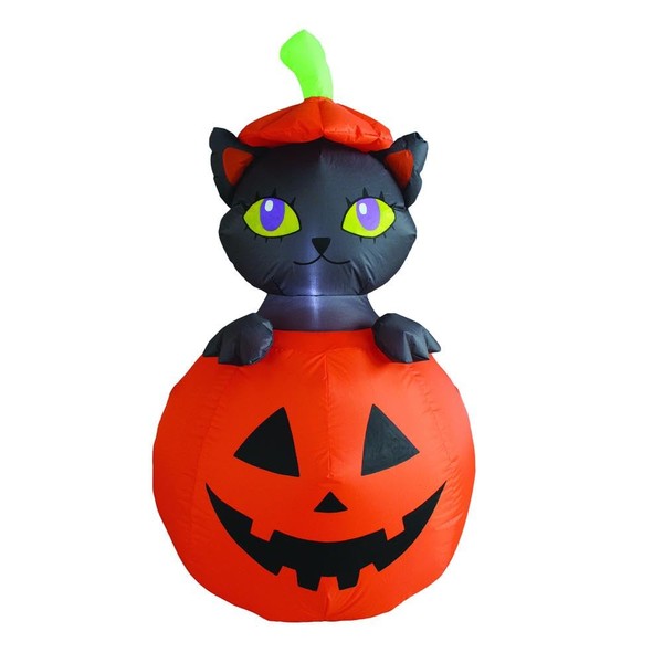 Pumpkin Hollow 4' LED Black Cat in Pumpkin Halloween Inflatable