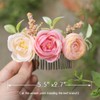 Fangsen Black Wedding Pink Ivory Rose Flower Hair Comb Bridal