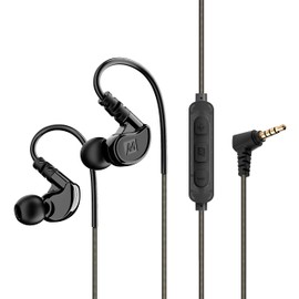 MEE Audio M6 - Auriculares deportivos con cable, auriculares en la oreja, control remoto de 3 botones, auriculares a prueba de sudor para correr, gimnasio/entrenamientos con gancho de memoria para las