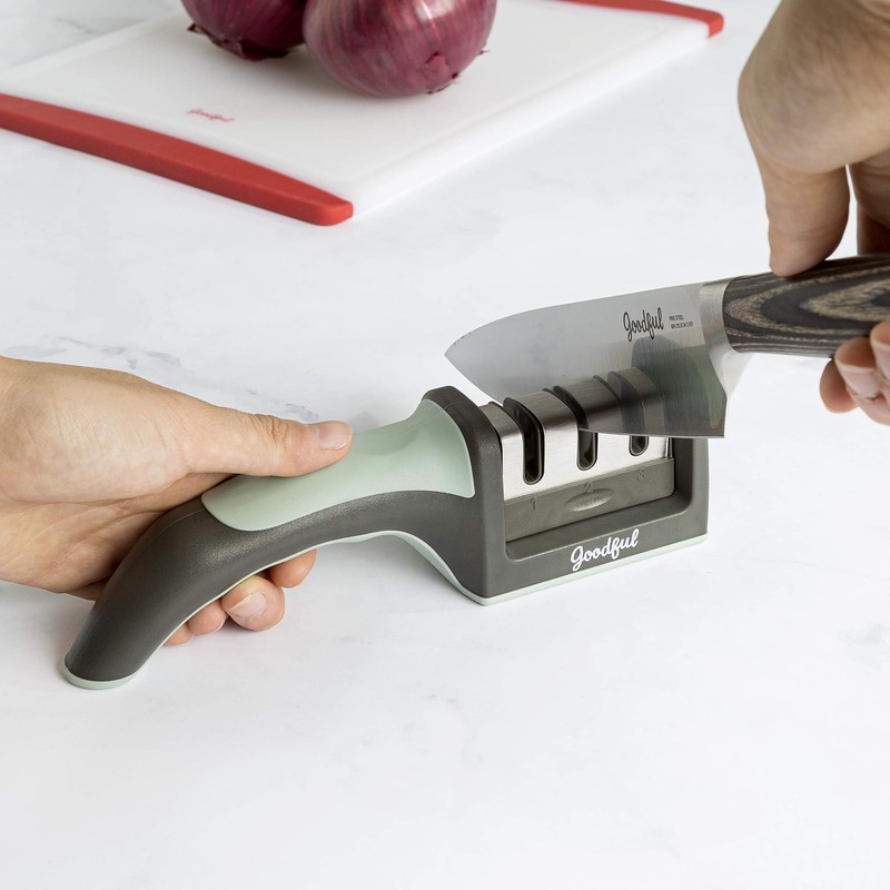 Goodful 3-Stage Knife Sharpener, Helps Repair, Restore and Polish Non-Serrated