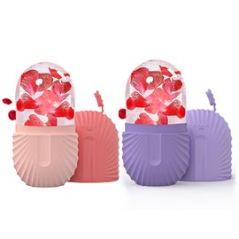 Joyeee 2Pcs Ice Face Roller, Reusable Silicone Mold Face Massage Eye Facial Beauty Skin Care Tools Apply Ice for Shrink Pores Anti Wrinkle Reduce Puffiness Improve Skin Elasticity, Seashell