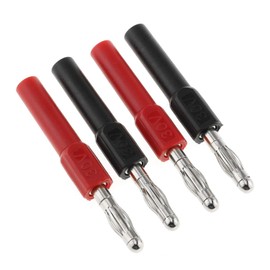 DGZZI 4mm Male to Female Banana Jack Adapter Coupler Connector Extension, 4PCS, 30VAC/60VDC, 10A, Copper, Black and Red