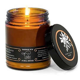 Aromatherapy Apothecary Amber Jar Scented Candles coconut was with real essential oils 7 ounce (Ginger & Vanilla Planifolia)