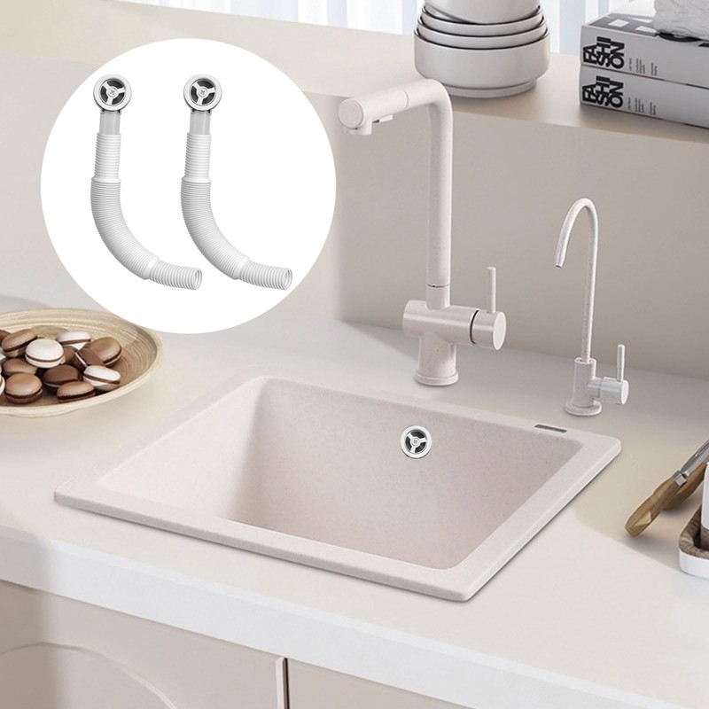 Bamyli 2-Piece Round Sink Overflow Kit, 250mm PP Tube, White,