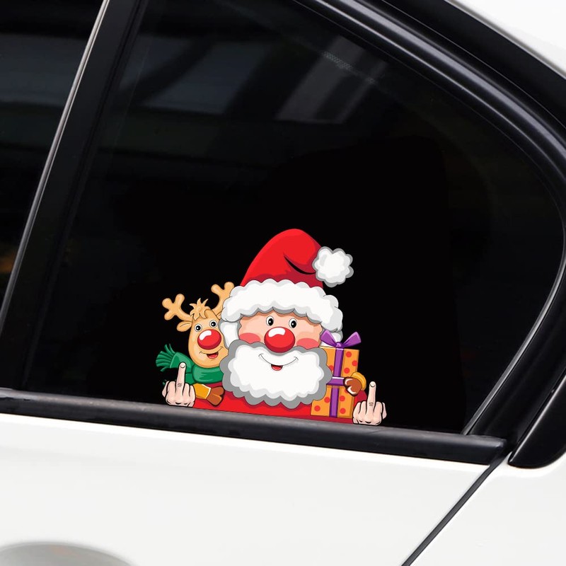 Christmas Peeking Sticker for Car, Nouiroy Reindeer Peeking Car Decals