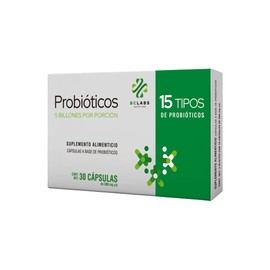 BC Labs, Probióticos, 5 billones por porción, 15 tipos diferentes de probióticos, 30 cápsulas.