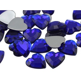 Allstarco 15mm Flat Back Heart Acrylic Rhinestones Plastic Gems Plastic Costume Jewels Embelishments - 40 Pieces (Blue Dark Sapphire .NAB01)