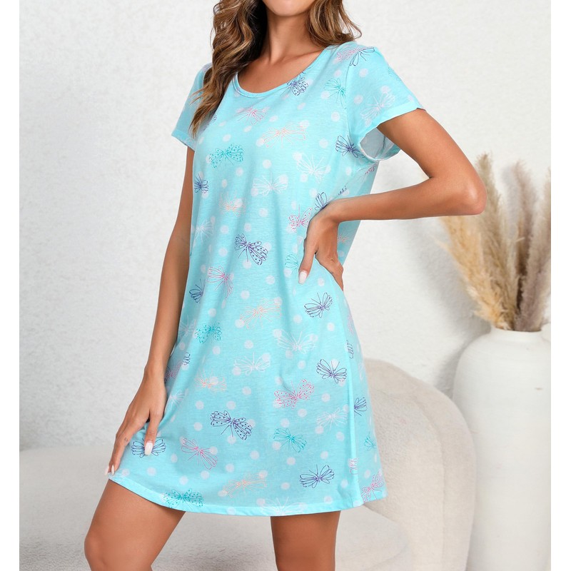 NoirEle 3 Pack Women's Cotton Nightgown Sleepwear Short Sleeve Sleepshirt