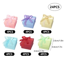 24 Pack Small Gift Boxes for Jewellery, 4 x 4 cm Jewellery Ring Gift Boxes with Lids, Ring Earring Gift Boxes Bulk, 6 Colors