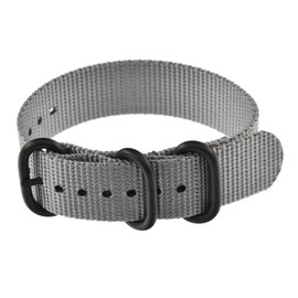 MZBUTIQ 22 mm Grey Men's Watch Strap Nylon Watch Band with Heavy Duty Black Buckle 3 Ring