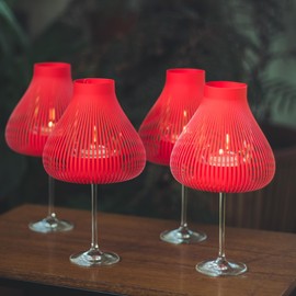 MISS MOLLY 4er Set rot, Lampenschirme für Weingläser, Jubiläum Verlobung Hochzeit Dekoration, Tischdeko, Weinzubehör, originelles Geschenk für Weinliebhaber, excl. Weinglas