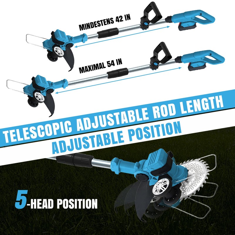 4-in-1 Cordless Electric Weed Wacker, 2 Pack 21V 3.0Ah Batteries