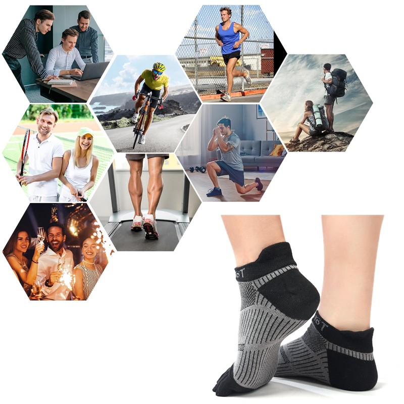 Toes Home Men's Five Toe Socks, 5 Toe Socks, Sports,