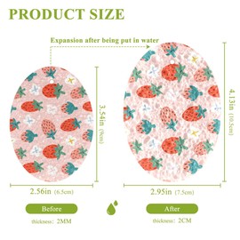 Pink Strawberry Scrub Sponges Expanding Berry Flowers Leaves Green Kitchen Cleaning Sponge Washing Dishes Non-Scratch Compressed Sponges Foam Compostable Pop up Sponges 3 Pieces