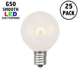 Novelty Lights 25 Pack G50 LED Light Bulbs, E17 C9 Intermediate Screw Base Shatterproof Outdoor String Lights Clear Globe Bulbs, Edison Light Bulbs for Patio Decor, Satin Warm White, 0.8 Watt
