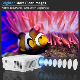 Movie Projector with Android Stick-Include 8000+APPS, 1080P Projector Wireless Bluetooth WiFi 200" Screen Home Theater 7500LM Smart Outdoor Video Projector Support Smartphone/Laptop/PC