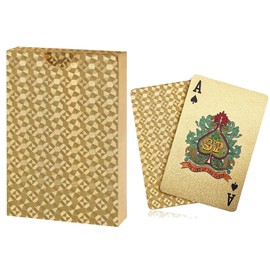 Waterproof Plastic Playing Cards - Durable Deck of Cards, Standard Index Poker Card Deck - Professional Casino Style, Perfect for Poker, Blackjack & Family Card Games (Gold)