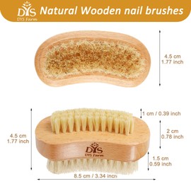 Wooden Nail Cleaning Brush 2 PCS, Fingernail Scrub Brushes to Clean Nails Toenails, Natural Boar Bristle Two-sided Non-slip Hand Foot Nails Scrubber Cleaner Brushes