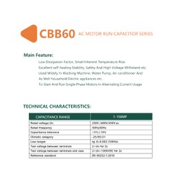 CBB60 100uf ±5% Motor Run Capacitor MFD 110/125/250VAC 50/60hz Cylindrical 120mm*47mm(100uf)